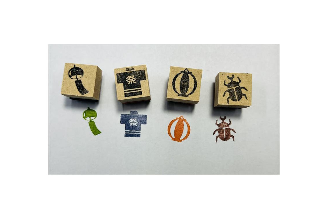 夏スタンプ　SUMMER STAMP　4個セット【summer-C】風鈴 　はっぴ（祭） 　ちょうちん 　かぶと