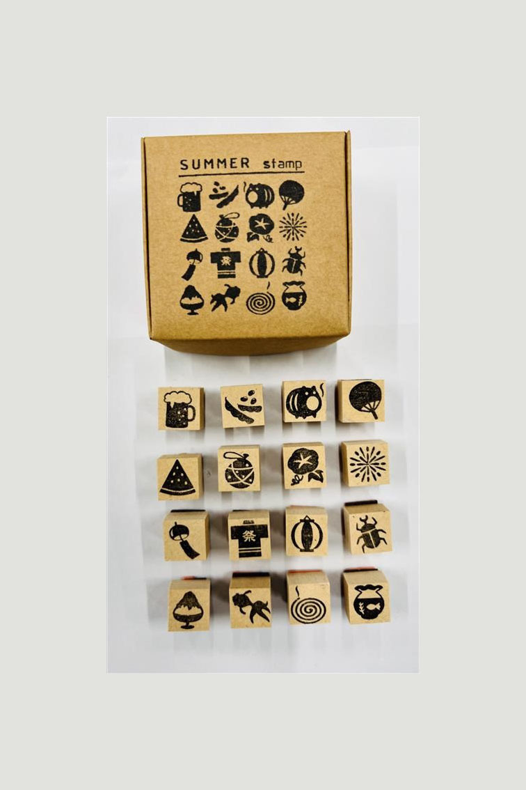 使える夏スタンプ！　SUMMER STAMP　【16個・コンプリートBOX】　夏のモチーフスタンプ16個入り専用BOX入りセット