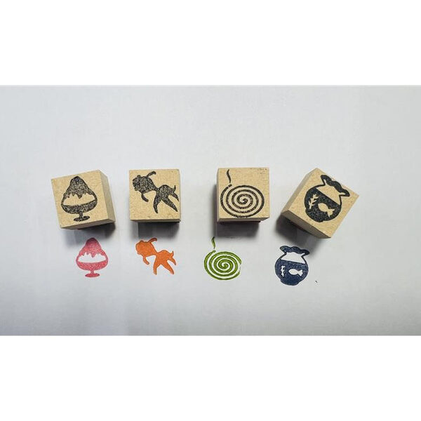 夏スタンプ SUMMER STAMP 4個セット【summer-D】かき氷 金魚 出目金 …